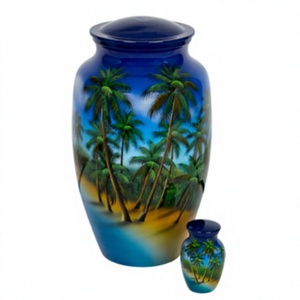 Palmier Aluminium Crémation Funéraire Mémorial Adulte Cendre Urnes Humaines Sac En Velours Gratuit - Product Image 1