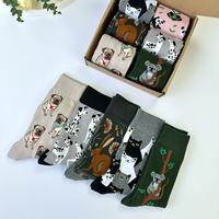 Chaussettes en coton personnalisées de haute qualité avec motif de peinture à l'huile, pour femmes, décontractées, créatives, originales, avec boîte cadeau