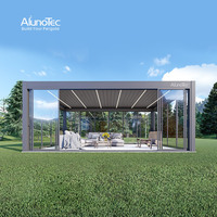 AlunoTec Personnalisable Motorisé Pont Persienne Pergola Écran Latéral Espaces de Vie Extérieurs Assemblage Alliage d'Aluminium Anti Rongeur