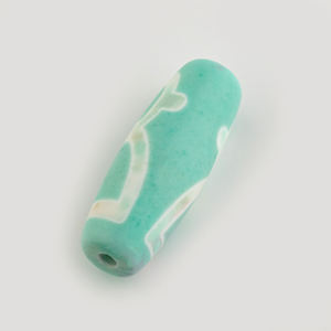 عقيق التبت الطبيعي ، إله الثروة ، حبات Dzi لصنع المجوهرات بنفسك ، حبات العقيق الأخضر بالجملة 11x30x11mm - Product Image 3