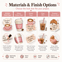 Autocollants personnalisés sur le thème du café, découpés à la forme, pour journalisation, scrapbooking, étiquettes de planificateur, autocollants décoratifs mignons pour agenda et loisirs créatifs