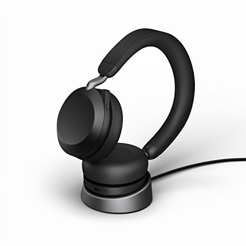 Jabra Evolve2 75 Over-Ear Wireless PC Headset Charging Dock 8-Mic Tech Dual Foam Stereo Headphones USB-A Dongle Optimized for