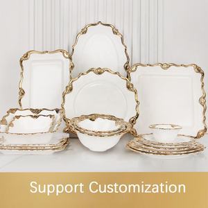 Venta al por Mayor de Cuencos Cuadrados de Porcelana de Lujo con Borde Dorado en Estilo de Medio Oriente - Product Image 3