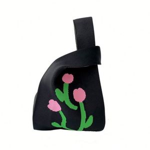 Nuevo Bolso de Ganchillo con Nudos Japoneses de Diseño, Bolso de Mano Tejido con Estampado Floral de Pato de Dibujos Animados - Product Image 5