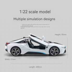 Coche de Metal Fundido a Presión BMW i8, Escala 1:24, Modelo de Coche Deportivo de Aleación con Puertas Abribles, Función de Retroceso y Detalles Interiores - Product Image 2