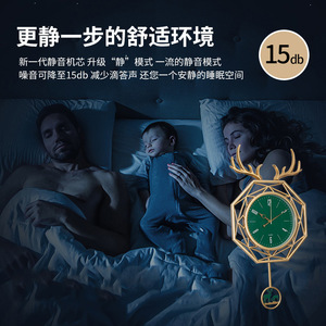 Antler Wall <b>Clock</b> Geometric Green Gold Nordic Style Living Room Office Bedroom Decor - Product Image 4