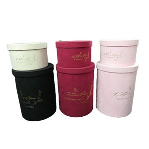 Scatola di cappelli di fiori di lusso in velluto e cilindro rotondo per la scatola regalo di rose conservate elegante per la conservazione di Bouquet con Display floreale - Product Image 6