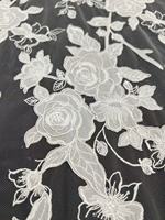 Tissu de Mariée Élégant en Dentelle Florale Blanche Française avec Broderie de Tulle et Paillettes pour Robes de Mariée, Sacs et Haute Couture - Vente en Gros
