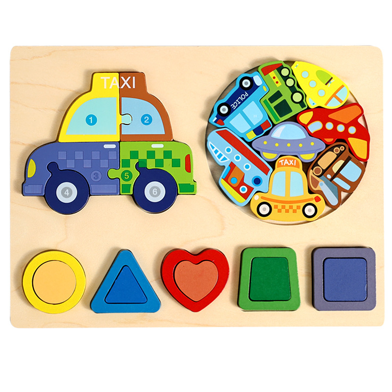 Three-in-one shape police car puzzle