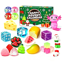Calendrier de l'Avent de Noël 24 pièces : Jouets anti-stress TPR souple en forme de raviolis de Noël variés – 24 surprises de fêtes