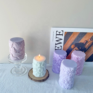 INTODIY 3D okyanus dalgası gül çiçek kelebek silindirik aromaterapi mum Pillar mum yapımı için silikon kalıplar - Product Image 4