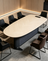 Table de conférence ovale commerciale FF&E, bureau de réunion sur mesure pour salle de conseil d'entreprise moderne