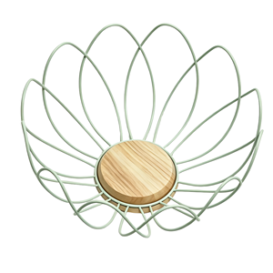 JB Modernes Design Innovativer Blumenförmiger Drahtkorb Haushaltsgebrauch Metall-Draht & Holz Obstkorb zur Dekoration - Product Image 3