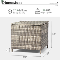 Boîte de rangement multifonctionnelle pour terrasse, table basse latérale en rotin pour patio, balcon et jardin.
