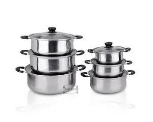 Set de casseroles de cuisine, en acier inoxydable, 12 casseroles, pour cuisinière à induction