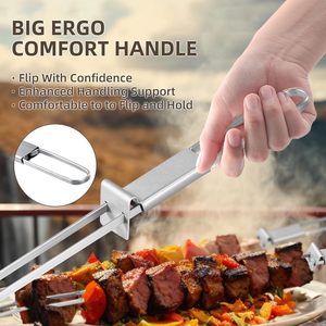 Brochettes de barbecue plates réutilisables en acier inoxydable, accessoires de cuisson pour barbecue, vente en gros à prix abordable - Product Image 5