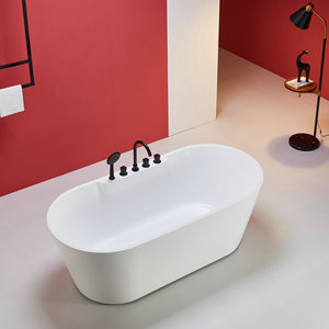 Baignoire autoportante de luxe moderne en acrylique, design rectangulaire avec douche intégrée pour hôtel, bain chaud inclus - Product Image 1