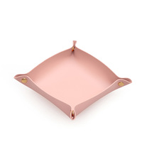 Boîtes de rangement en cuir PU personnalisées en gros, plateaux de rangement de bureau, rangement pour bijoux et cosmétiques, assiettes à fruits portables pour salon