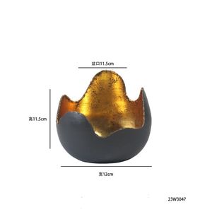 Egg <b>Shaped</b> Iron Candle Holder Black Gold Interior Heat Resistant Home Decoration Candlestick for <b>Block</b> Candles - Product Image 5
