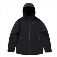 Veste softshell noire à capuche unisexe, style streetwear hiver, imperméable, coupe-vent, respirante, avec fermeture éclair sur le devant