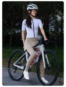 Ensemble de maillot de cyclisme personnalisé pour femme à manches longues, noir, rose, jaune, avec fermeture éclair intégrale et pantalon de vélo rembourré pour l'entraînement et le cyclisme - Product Image 5