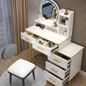 공장 직접 중국 럭셔리 현대 타원형 거울 5 개의 넓은 서랍 골드 악센트 핸들 화장대 - Product Image 6