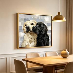Tableau mural encadré <span class=keywords><strong>Labrador</strong></span> Retriever, portrait de chien jaune et noir, cadre doré mat, décoration moderne pour <span class=keywords><strong>appartement</strong></span> et condo - Product Image 1