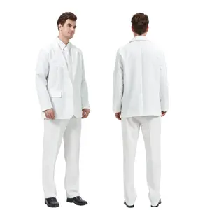 Erkekler için cadılar bayramı iş elbisesi 2-Piece düğün Suit katı renk Blazer Polyester pantolon yetişkin parti kostüm için