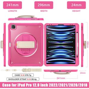 360 रोटेट पकड़ में निर्मित आईपैड प्रो 12.9 इंच 2022/2021/2020/2018 के लिए कंधे का पट्टा - Product Image 6