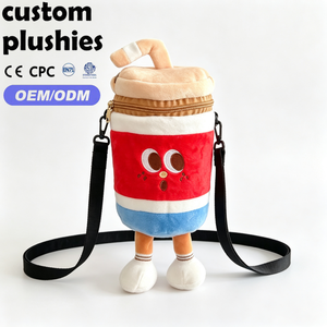 Sac bandoulière en peluche personnalisé en forme de tasse de boisson de dessin animé, adorable sac à bandoulière en forme de tasse de thé au <span class=keywords><strong>lait</strong></span> pour cadeau - Product Image 1