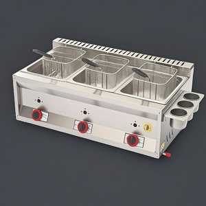 Venda quente 8L + 8L + 8L Aço Counter Top <span class=keywords><strong>LPG</strong></span> Gás Fritadeira Profunda Com 3 Cesta Máquina De Frango Frito Fritadeira Comercial Inoxidável - Product Image 1