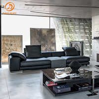 Canapé modulaire moderne avec dossier réglable, canapé en tissu gris clair en forme de L avec accoudoirs et coussin d'appoint étendus