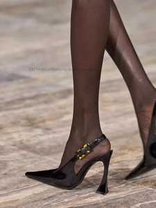 Sandals Women Spring New Pointy Head After Empty Single Sho Patent Leather Stiletto Heels - Product Image 4