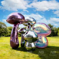Ballon miroir gonflable réutilisable en forme de champignon pour décorations de fête, événements commerciaux et expositions
