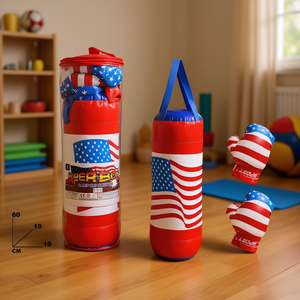 Super Boxing Set Punching Bag And <b>Gloves</b> With American Flag Design For Kids Training 60 Cm - Product Image 3