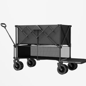 Carrito de Camping de Dos Pisos para Exteriores, Capacidad de Carga de 500 Jin, Cuatro Ruedas, Plegable, con Mango Telescópico, Acero al Carbono, Gris - Product Image 1