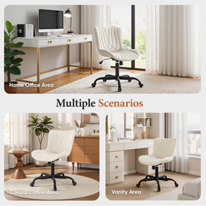 Chaises de bureau pivotantes commerciales, en cuir PU, avec coutures ondulées, réglables en hauteur, 40 cm °   Roues silencieuses à roulement fluide - Product Image 4