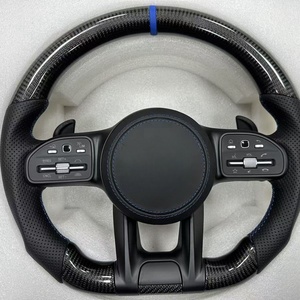 W117พวงมาลัยรถหนังคาร์บอนไฟเบอร์สำหรับ <span class=keywords><strong>Mercedes</strong></span> Benz, W211 W218 W222 W212 C63 W176 CLS W204 W205 GLE 2024 W447 W213 CLA <span class=keywords><strong>AMG</strong></span> - Product Image 2