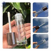 Flacon en verre vide de 30 ml, forme luxueuse, tube à gloss avec grande brosse, emballage cosmétique, flacon à visser