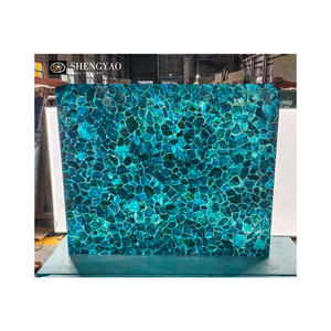 Carreaux de sol en marbre <span class=keywords><strong>onyx</strong></span> bleu translucide poli de luxe, apatite rétroéclairée - Product Image 6