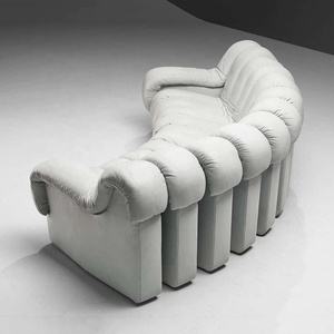 Hiện đại cong sofa Set đồ nội thất phòng khách hiện đại màu hồng xám đen Modular chỗ ngồi kết hợp rắn sofa Top hạt da sofa - Product Image 4