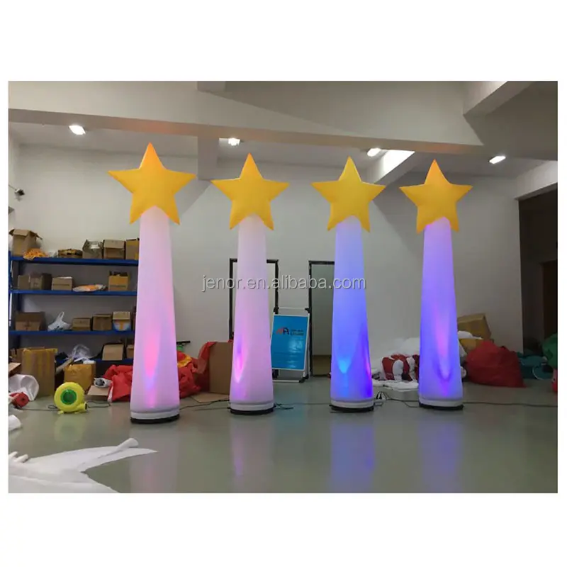 Decoración navideña al aire libre, iluminación inflable, vela de estrella, modelo de columna para decoración de fiesta