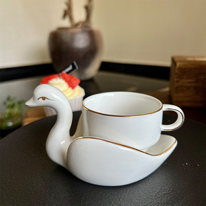Swan Gilt-edged Coffee <b>Cup</b> Ceramic Swan fairy <b>Tea</b> Saucer Afternoon <b>Set</b> - Product Image 2