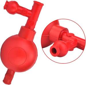 Llenador de pipeta cuantitativo de presión segura 60ml Bombilla de succión de goma roja de laboratorio con 3 válvulas - Product Image 6