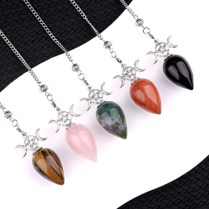 Moda Briolette piedra de ágata Natural péndulo de plata para adivinación hipnosis cristal mente curación piedra joyería producción regalo - Product Image 5