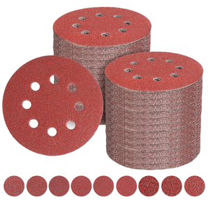 Disque de ponçage 125 mm à crochets et boucles en oxyde d'aluminium, papier abrasif pour ponceuse orbitale, automobile, travail du bois, fabrication OEM ODM - Product Image 1