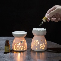 Brûleur d'huile essentielle en céramique 40ml Aromathérapie Parfum Diffuseur Brûleurs Home Bedroom Decor Photophore Bougeoir Chauffe-cire