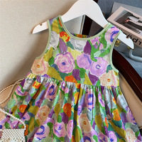 Robe d'été ample pour petite fille, style vintage, à fleurs aquarelle, avec volants, nœud surdimensionné, dos ouvert, longueur genou, tenue décontractée ODM
