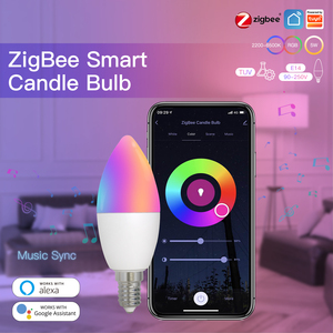 Moes ZigBee Thông Minh E14 Nến LED Ánh Sáng Nến Bóng Đèn 5W Rgbcct 2200-6500K Alexa Google Điều Khiển Bằng Giọng Nói - Product Image 2