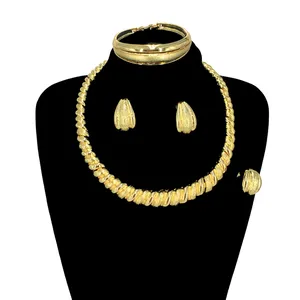 Luxury 24K Gold Plated Dubai Jewelry Bridal Necklace Jewellery Brazilian 18K Plated Gold African Wedding Jewelry FHK13489